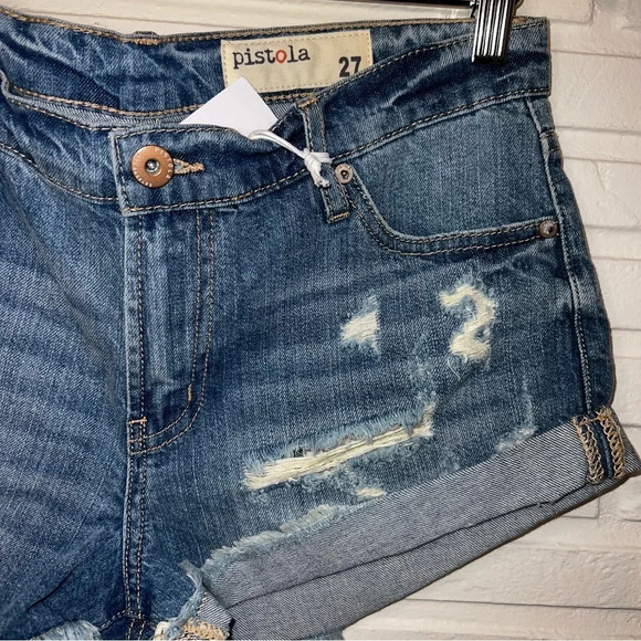 Pistola Denim Distressed Cotton High Rise Short Shorts, Women’s Size 27 - Picture 3 of 6